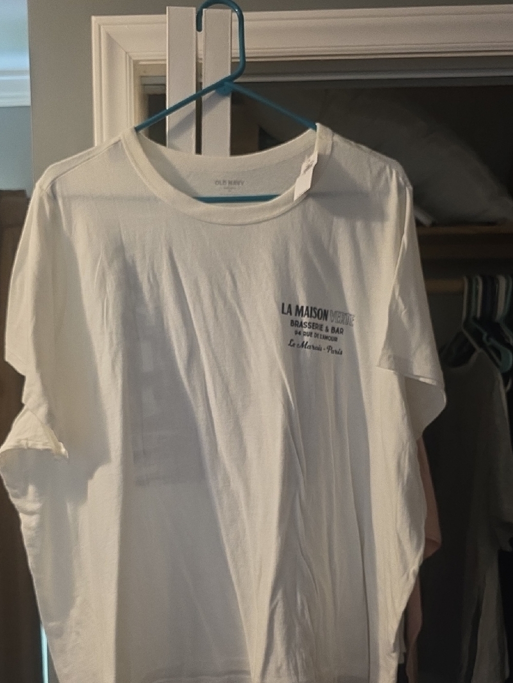 Old Navy White Tee with Navy Chest Print